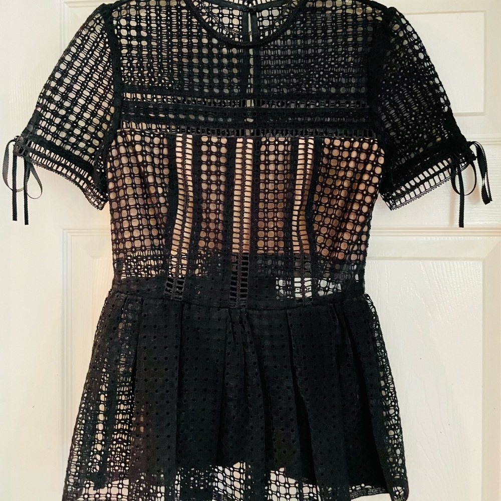 Self-Portrait peplum black top, size 2, XS